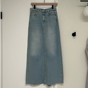 Reformation Kass long denim skirt, size 25